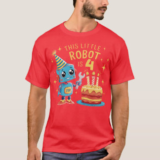 Camiseta 4º Aniversário Rapazes Robóticos de 4 Anos Robótic