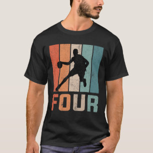 Camiseta 4º Aniversário Retro Basbol Amigos Rapazes 4 Y