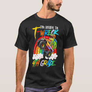 Camiseta 4º ano de retorno à escola Rex Dinossaur Monster T