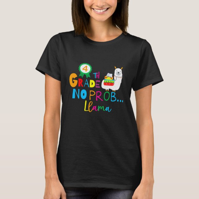 Camiseta 4º ano Sem problema lhama Volta às aulas (Frente)