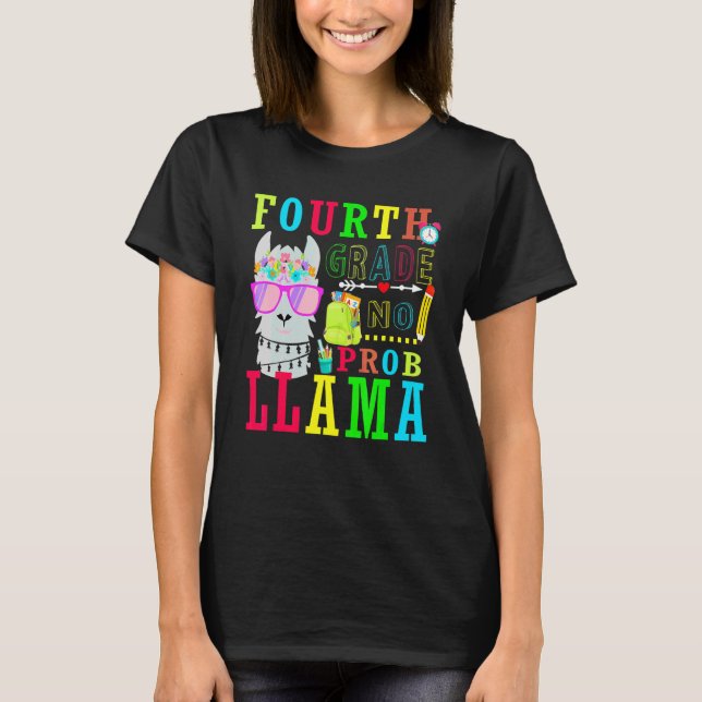Camiseta 4º ano sem problema Llama volta às aulas para prof (Frente)