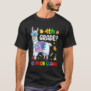 Camiseta 4º ano sem problemas Llama Professor e criança de