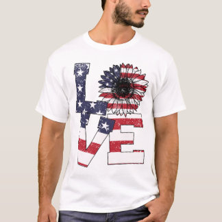 Camiseta 4º De Julho Ama Bandeira Patriótica Americana Sunf