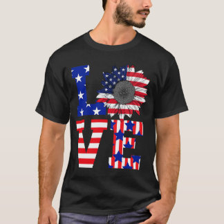 Camiseta 4º De Julho Ama Bandeira Patriótica Americana Sunf