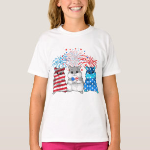 Camiseta 4º De Julho Bandeira Americana Happy Guiné Pig