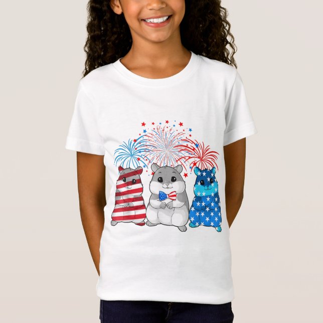 Camiseta 4º De Julho Bandeira Americana Happy Guiné Pig (Frente)