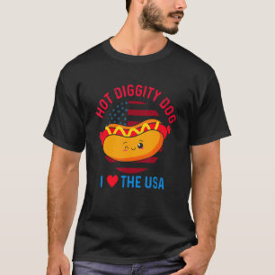 Camiseta 4º De Julho Cachorro Quente Eu Amo Os Eua Fazendo