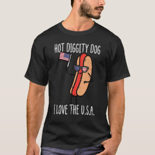 Camiseta 4º de julho Cachorro quente USA Flag Hotdog Men En