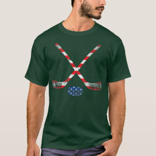 Camiseta 4º De Julho Dos EUA Bandeira Hockey Patriótico Lov