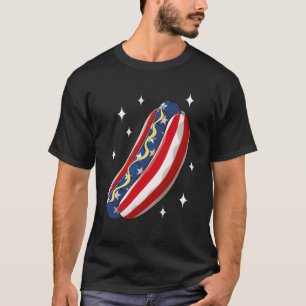 Camiseta 4º de julho Hotdog Funny Patriotic USA Flag