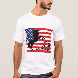Camiseta 4º de julho Patriótico Americano Unicórnio EUA Ban
