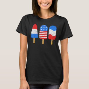 Camiseta 4º De Julho Pop De Gelo Vermelho Branco Azul Bande