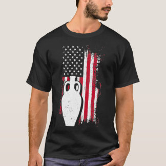 Camiseta 4º de julho Pote Esculpindo Clay US Flag Pottery