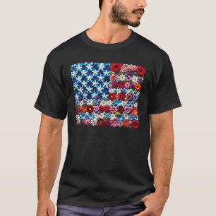 Camiseta 4º de Julys for Women Flora Flower USA Flag Ameri
