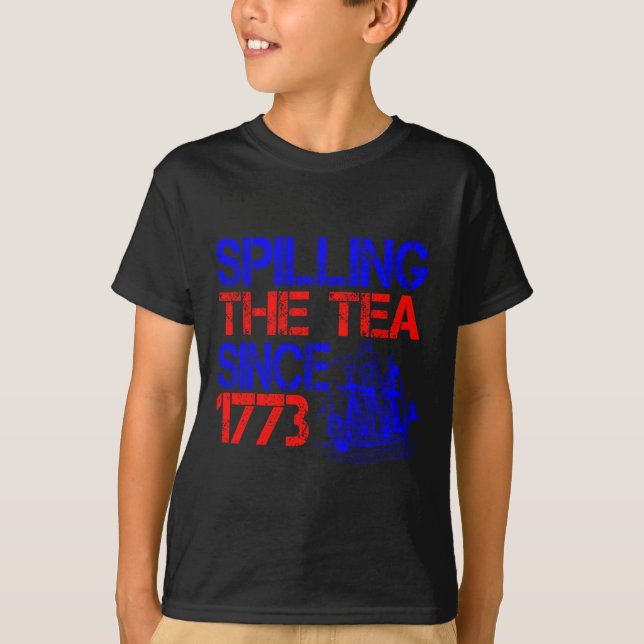 Camiseta 4º Espelhamento Do Chá Desde 1773 Quarto De Julho (Frente)