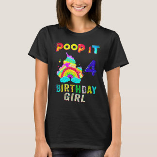 Camiseta 4º Fidget Pop It Birthday Girl Party Quatro anos 4