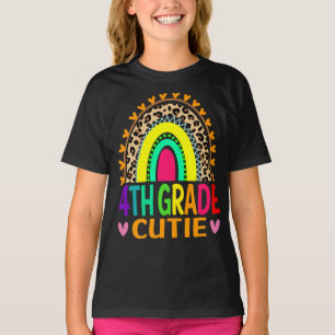 Camiseta 4º Grau Cutie Arco-Íris Leopardo De Volta À Esc