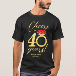 Camiseta 40º aniversário Alega 40 anos Casamento Ruby