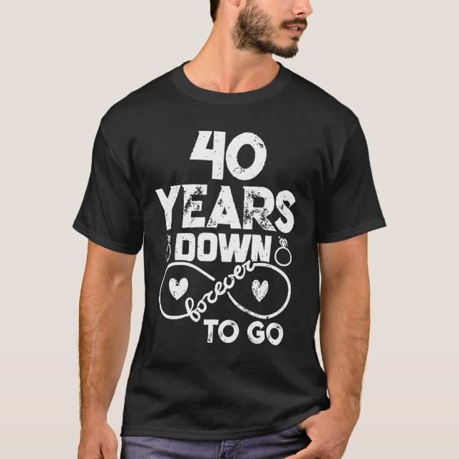 Camiseta 40º Aniversário do Casal Romântico Marido W (Frente)