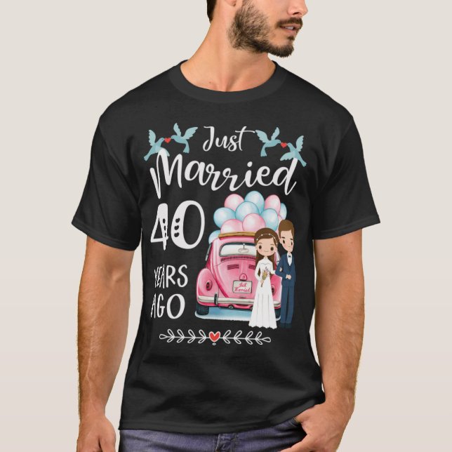 Camiseta 40º Aniversário - Recem casados 40 Anos Atrás (Frente)