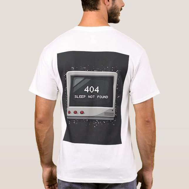 Camiseta 404: Sleep Not Found – Retro Gamer Glitch Tee (Verso)