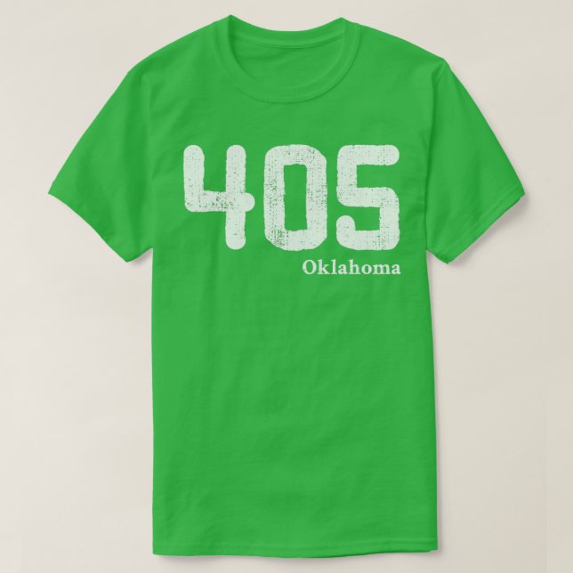 Camiseta 405 Oklahoma Area Code angustiado design f (Frente do Design)