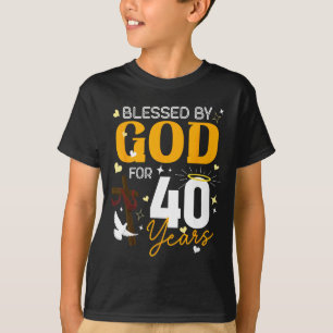 Camiseta 40 Aniversário Abençoado Por Deus Por 40 Anos De I