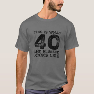 Camiseta 40 anos, abençoado aniversário de 40 anos, cristão