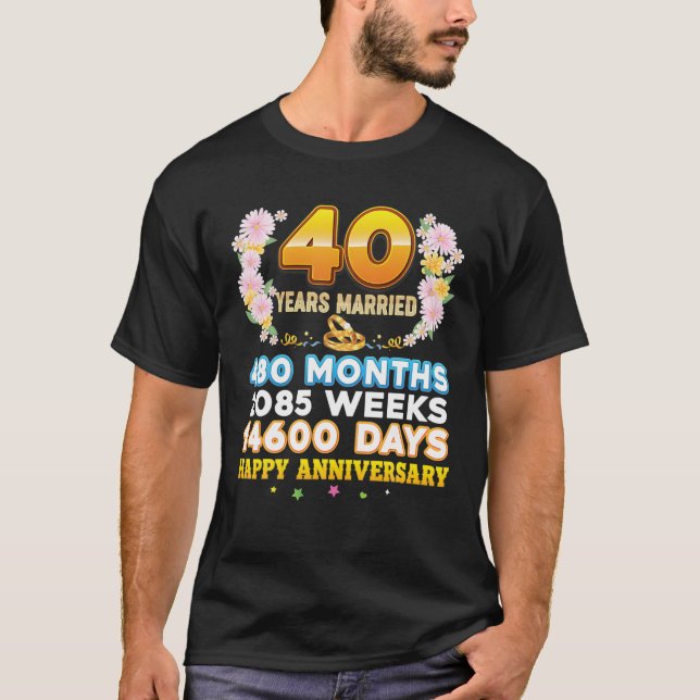 Camiseta 40 Anos De Casamento Feliz 40º Aniversário De Casa (Frente)