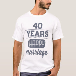 Camiseta 40 anos de feliz Casamento