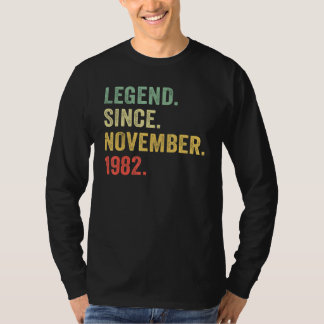 Camiseta 40 Anos de Idade Lenda Desde Novembro de 1982 40º 