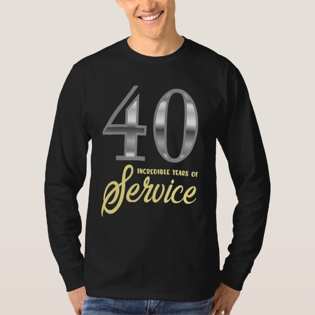 Camiseta 40 Anos De Serviço 40.º Aniversário Do Funcionário (Frente)