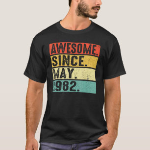 Camiseta 40 anos é incrível desde maio de 1982 aniversário 