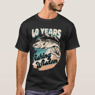 Camiseta 40 Anos Sabedoria de Pesca Pescador Aniversário de