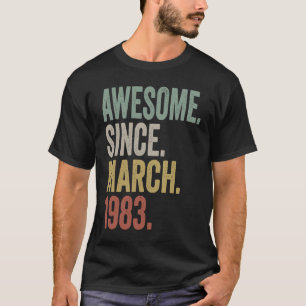 Camiseta 40 anos Vintage Incrível desde março de 1983 40º