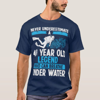 Camiseta 40 Birthday Scuba Merging Breathe 40 Anos
