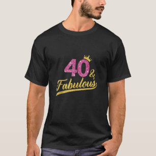 Camiseta 40 Fabulosos aniversário de 40 anos - Coroa Rosa D