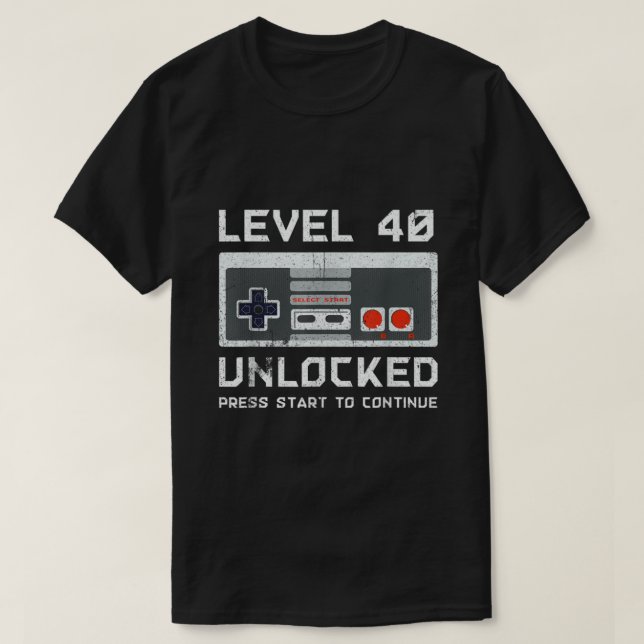 Camiseta 40 Year Old Forty Birthday Gift Level 40 Unlocked  (Frente do Design)