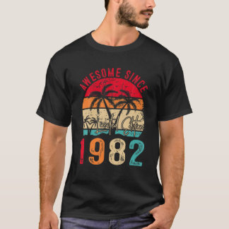 Camiseta 40Th Bday Awesome Since 1982 Retro Vintage Sunset