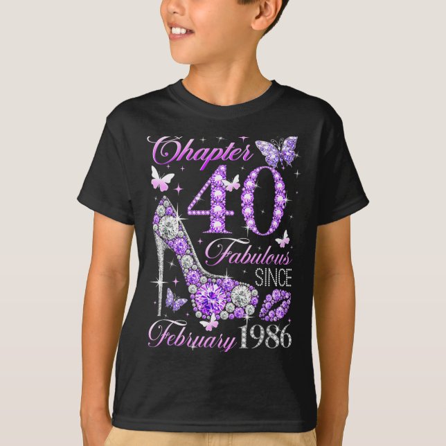 Camiseta 40th Birthday Queen Chapter 40 Fabulous Since 1986 (Frente)