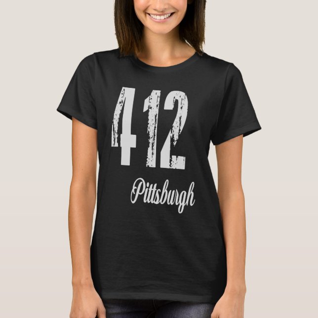 Camiseta 412 Código de área de Pittsburgh em relevo (Frente)