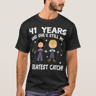 Camiseta 41 Aniversário De Casamento De ruas Para A Pesca D