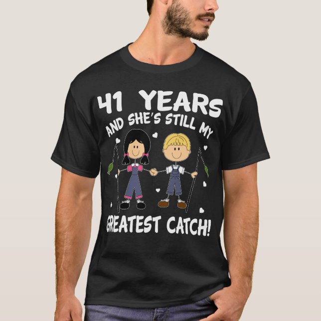 Camiseta 41 Aniversário De Casamento De ruas Para A Pesca D (Frente)