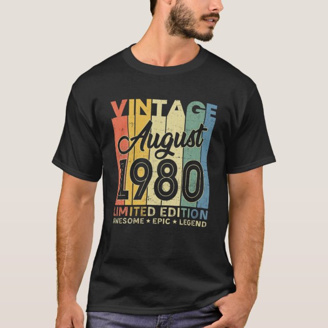 Camiseta 41Ruas Aniversário Decoração Agosto de 1980 Homens (Frente)