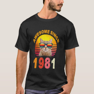 Camiseta 41ruas Aniversário Vintage Cat Incrível Desde 1981