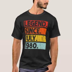 Camiseta 42ª Legenda de Aniversário Desde julho de 1980 42
