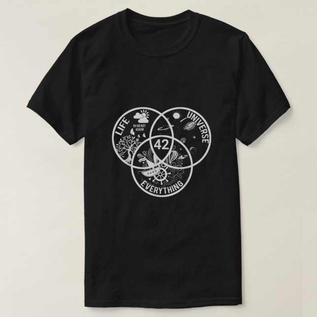 Camiseta 42 a resposta à vida o universo e tudo (Frente do Design)