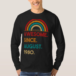 Camiseta 42 anos de idade incrível desde agosto de 1980 42º