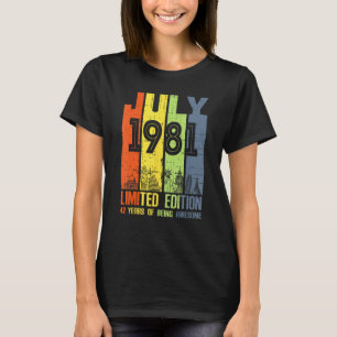 Camiseta 42 anos de idade incrível desde julho de 1981 42º 