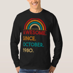 Camiseta 42 anos de idade incrível desde outubro de 1980 42